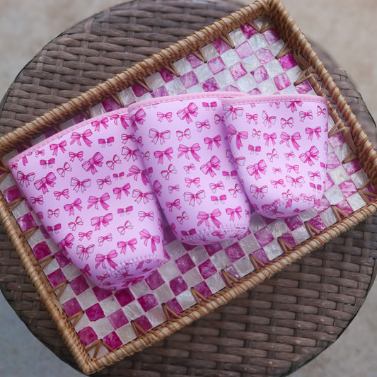 PINK BOW COFFEE SLEEVE - 3 SIZES