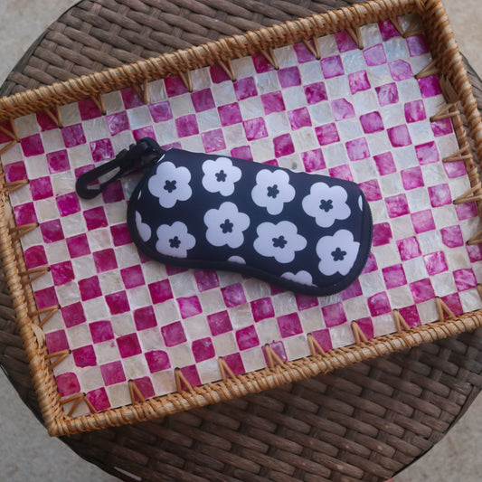 BLACK FLOWER SOFT SUNGLASSES HOLDER