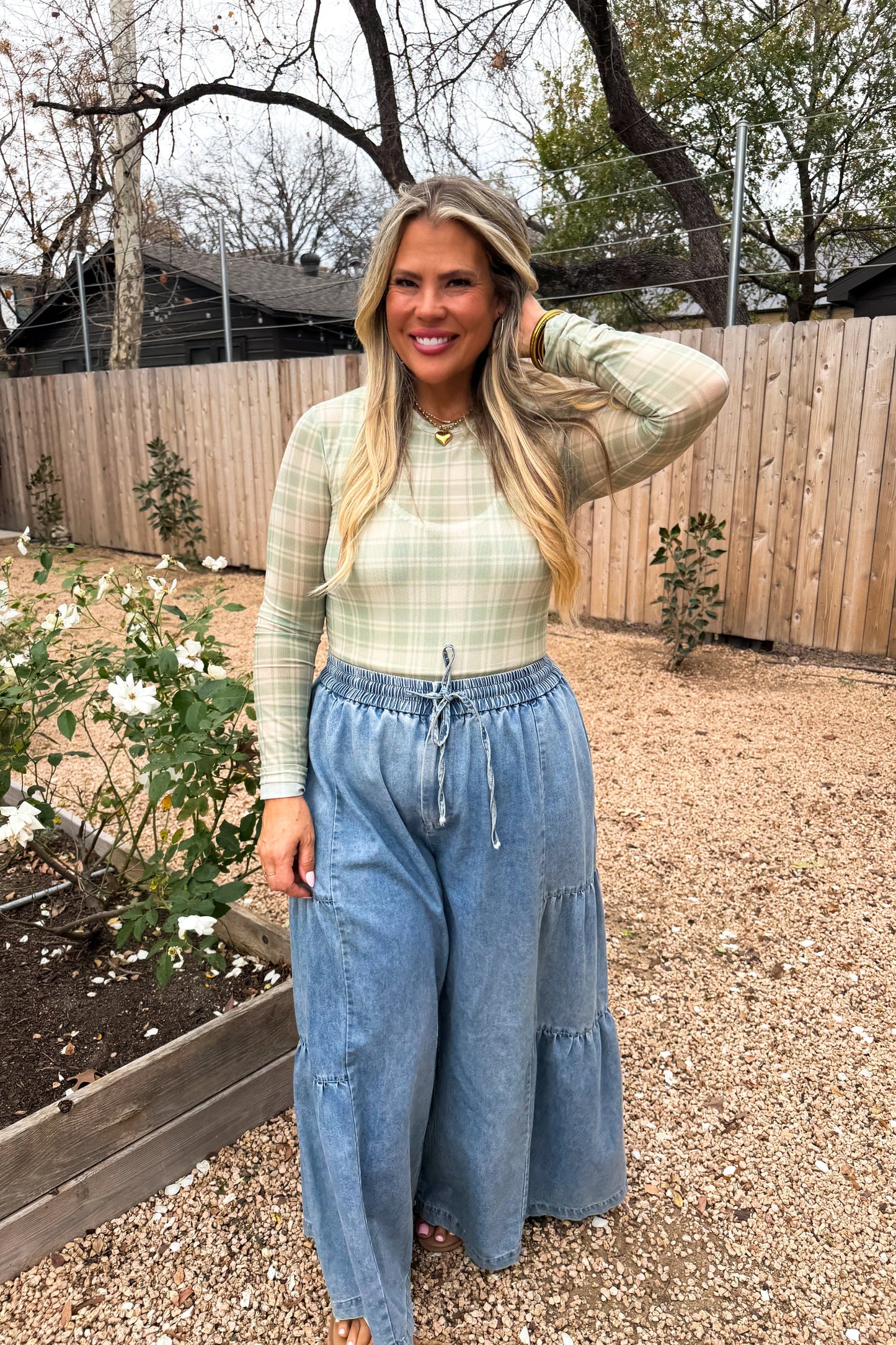 PLAID SOUTHERN CHARM DRESS IT UP MESH TOPS