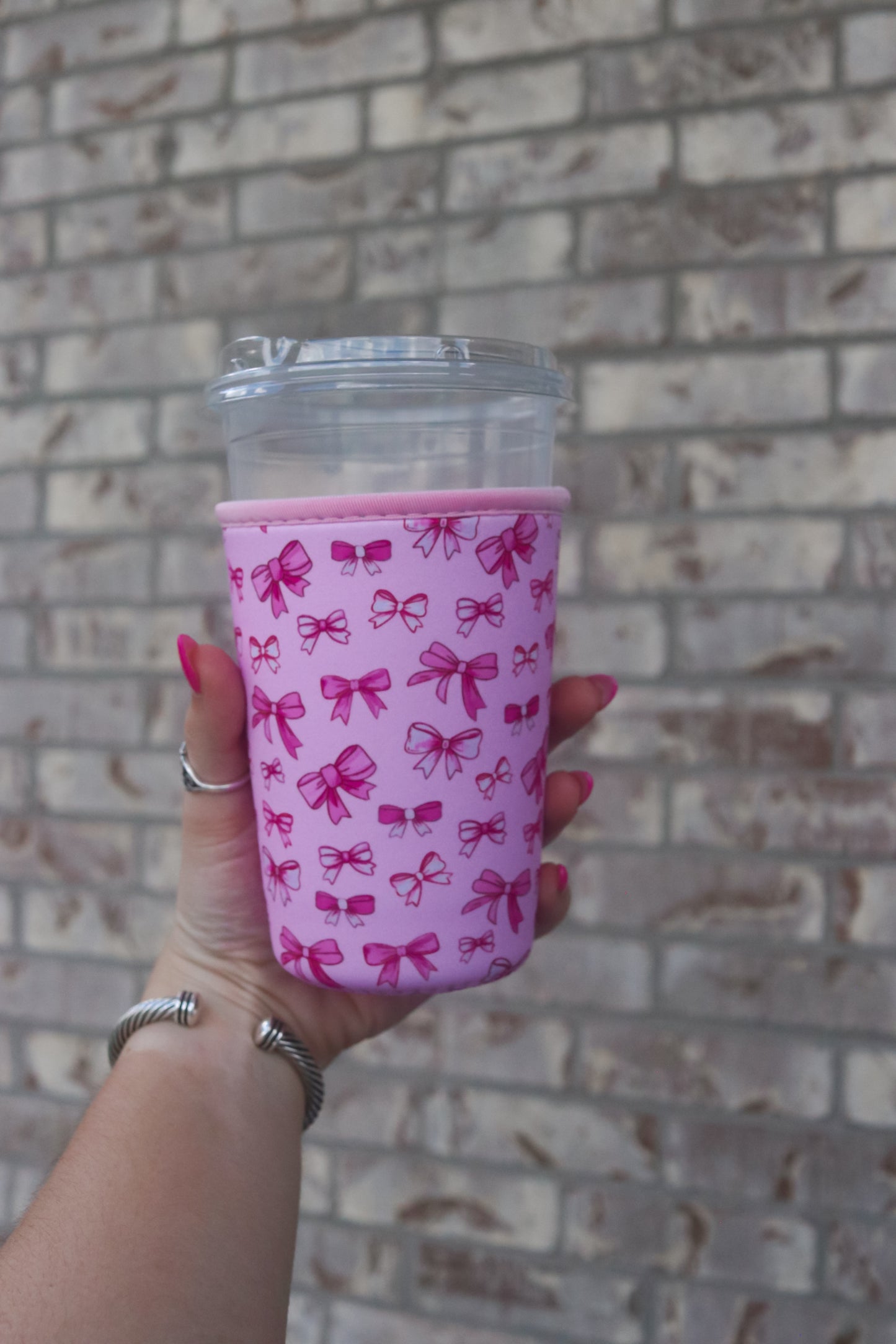 PINK BOW COFFEE SLEEVE - 3 SIZES