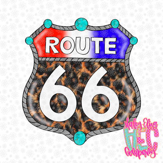 RED WHITE & BLUE ROUTE 66 PNG